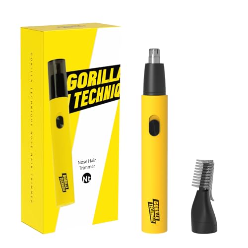 Gorilla Technique 10,000 RPM Nose and Ear Hair Trimmer for Men, Professional USB-C Rechargeable 2-in-1 Grooming Kit for Nose & Eyebrow, Painless No-Pull Trimmer, 2 Washable Heads