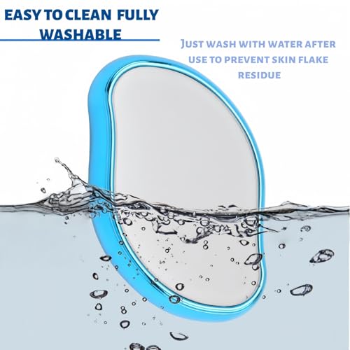 Nano Glass Painless Hair Removal Device, Blue and White, Skin-Friendly Crystal Surface, 2.56 Inch Oval Design, Professional Body Hair Remover