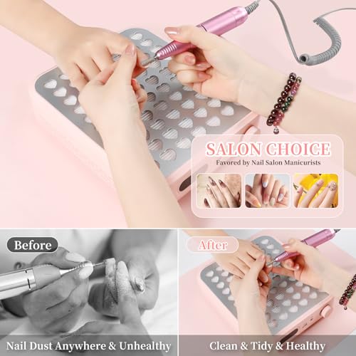ANGNYA Nail Dust Collector with Lamp,Vacuum Fan Rechargeable Dust Collector with Dust Brush Powerful Brushless Dust Collector for Acrylic Gel Nail Polishing, Perfect for Salon Home Use