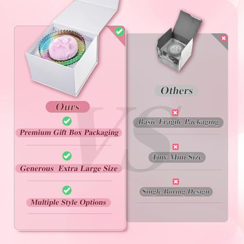 5 Pcs Extra Large Body Powder Puff and Container Set ? 5.43" Oversize Crystal Powder Container | 3.54" Ultra-Soft Velour Puff, Washable & Reusable, Ideal for Face/Body Glitter & Wet/Dry Makeup