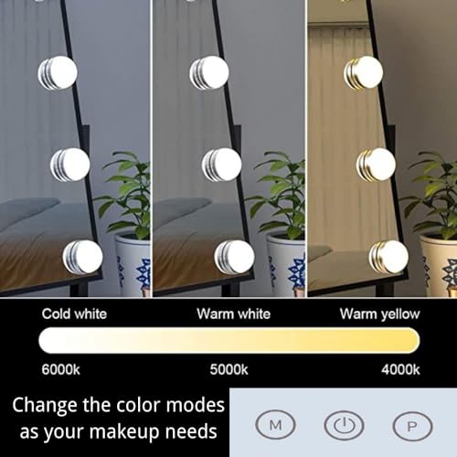 IMEASY Vanity Mirror with Lights£¬Hollywood Lighted Makeup Mirror with 3 Color Modes and 9 Dimmable Diamond LED Light Bulbs Detachable 10X Magnification 360¡Æ Rotation Touch Control (Black)