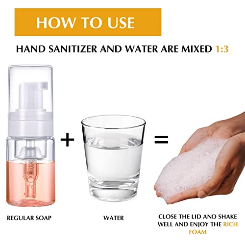 50 Pack Foam Pump 1oz/30ml Refillable Dispenser Travel Size Plastic Mini Bottle for Lash Shampoo, Cleaning, Cosmetics - Portable Clear Foaming Packaging
