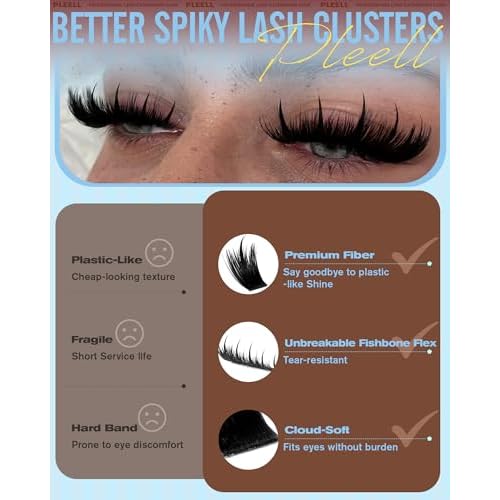 Manga Lash Clusters With Spikes Volume Eyelash Clusters Anime Cluster Eyelash Extensions 14-22mm D curly Individual Lashes Wet-Look Fairy Cluster Lashes