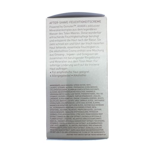 AHAVA Men's Soothing After-Shave Moisturizer - Light-absorbing Lotion to Calm, Hydrate & Relieve the Skin After Shaving, Enriched by Exclusive Osmoter & G-Force blend, Calendula & Hamamelis, 1.7 Fl.Oz