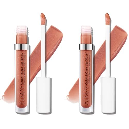 Almay Color & Care Hydrating Lip Gloss, Soft Natural Hues, Prebiotic Complex, Hyaluronic Filling-Sphere Technology, 300 Glitters Gold, 0.1 Fl Oz (Pack of 2)