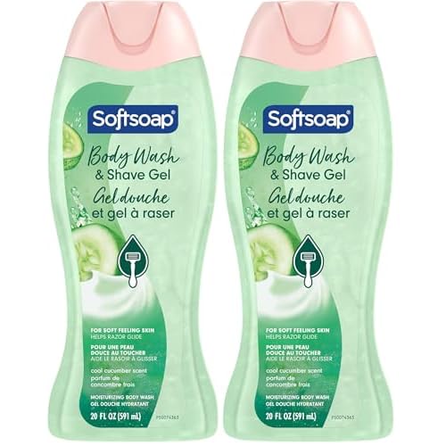 Softsoap Moisturizing Body Wash and Shave Gel, Cool Cucumber Scent, 20 fl oz Bottle (Pack of 2)