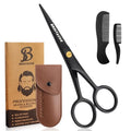 5¡± Professional Beard and Mustache Scissors, German Steel Beard Scissors Come with Mustache Comb, Beard Comb and Carrying Pouch. Grooming Scissor for All Facial Hair Scissors (Black)