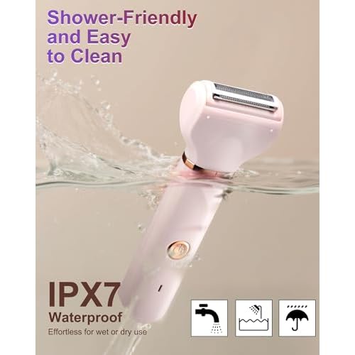 Bikini Trimmer for Women,3 in 1 Electric Shaver,IPX7 Waterproof Hair Trimmer Women USB Recharge (Pink)