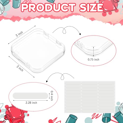 48 Pcs Press on Nail Boxes with 180 Pcs Adhesive Double Sided Tape Acrylic Press on Nail Packaging Cases Clear Transparent Storage Case Organizer for Display Art Salon Supplies