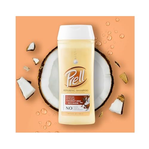 Prell Coconut Milk + Rice Watercolor Safe Anti-Breakage Repairing Shampoo for Damaged Hair, 13.5 fl.oz
