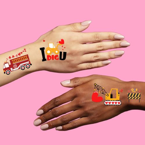 Valentine's Day Temporary Tattoos 152 Count - Heart Stickers for Classroom Party Favors, Pink Valentine Gifts Exchange, Teacher Rewards Supplies (Candy Hearts Design)