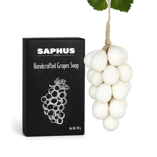 Grape Shaped Natural Handmade Soap Bar, Decorative Bath & Body Soap Gift for Women, Packed in Elegant Gift Box, White