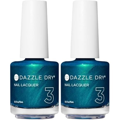 Dazzle Dry Nail Lacquer (Step 3) - Speed Boat - An aquamarine mermaid blue. Full coverage metallic. (0.5 fl oz) (Pack of 2)