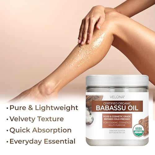 velona Babassu Oil USDA Certified Organic - 4 Fl Oz | 100% Pure and Natural Carrier Oil | Refined, Cold Pressed | Face, Hair, Body & Skin Care and Cooking | Use Today - Enjoy Results