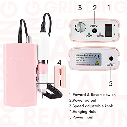 Makartt Nail Drill Bits Holder Dustproof Stand Displayer Bundle With MALORY 30000RPM Rechargeable Nail Drill Machine