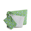 Premium Cotton 3 Pouch Organizer Set, Green Birds, One Size