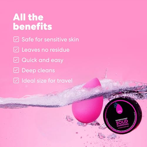 Original Pink Beauty Blender Makeup Sponge & Blendercleanser Solid Charcoal Sponge & Brush Cleanser + Silicone Scrub Mat Charcoal