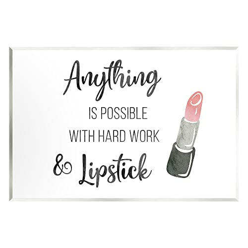 Stupell Industries Anything Possible With Lipstick Glam Makeup Inspiration Wood Wall Art, Design By CAD Designs
