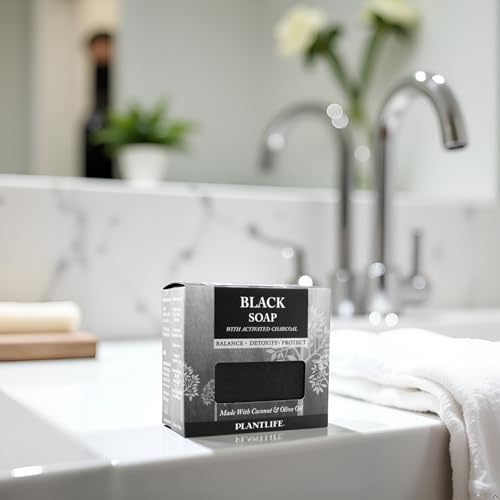 Plantlife Black 6-Pack Bar Soap - Moisturizing and Soothing Soap for Your Skin - Hand Crafted Using Plant-Based Ingredients - Made in California 4.5oz Bar