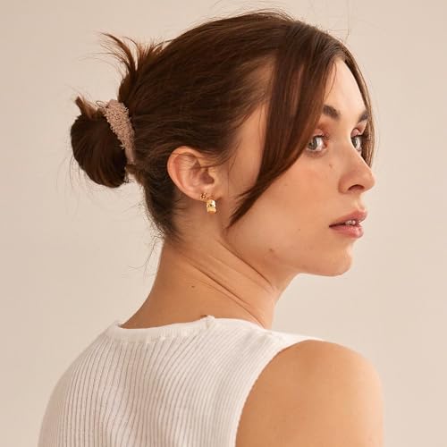 L. Erickson Brown and Purple Hair Ties for Women, Cozy Pony, 5 Pack, Stone, Extra Thick No-Crease Bands with Strong Hold and Damage-Free Design, Soft Fuzzy Ponytail Holders for All Hair Types