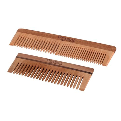 Combo Pack 100% Pure & Natural Neem Wood Comb for Men & Women Reduces Hair Fall | Travel-Friendly Wooden | Detangler for Beard, Mustache & Hair Styling (FBA LILY COMB)