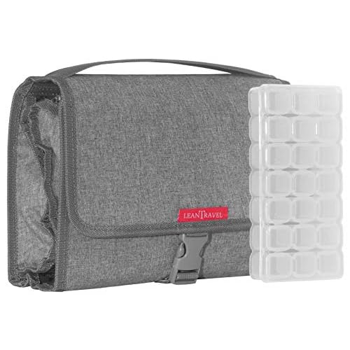 LeanTravel Hanging Toiletry Bag for Travel w/ 5 Pockets & 7 Day Plastic Pill Case Organizer