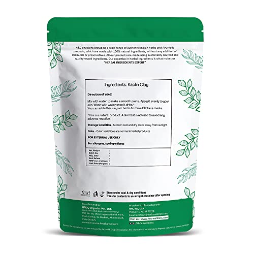 ?H&C HERBAL INGREDIENTS EXPERT H&C Kaolin Clay Powder - 227 Grams | For Acne, Blackheads Skin Face Mask