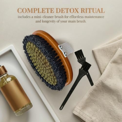 Ionic Copper Dry Brushing Body Brush for Lymphatic Drainage,Exfoliating Body Dry Brush for Radiant Skin,Dry Skin Brush for Cellulite,Blood Circulation Improvement,Reduce Stress