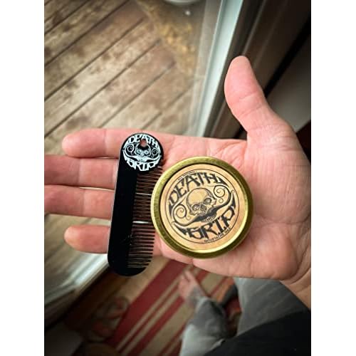 The Vintage Beard Company Death Grip Extra Strong Hold Mustache Wax and Death Grip Mustache Keychain Comb Set