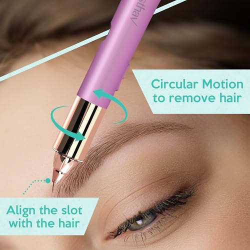2 in 1 Eyebrow and Facial Hair Remover for Women Painless Flawless Electric Razor Epilator Trimmer Shaver with 18K Gold-Plated, USB Rechargeable, 360¡Æ LED for Eyebrow and Face Hair Removal