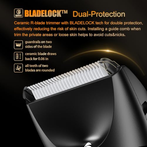 Body Hair Trimmer for Men, Electric Ball Trimmer with Ceramic Blade, Waterproof Pubic Groin Hair Trimmer for Mens Grooming Kit with LCD Display & Recharge Dock (Black)
