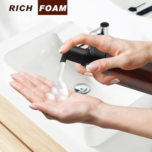 8 Pcs 150ml/5oz Foam Bottle Dispenser Empty Plastic Foaming Pump Bottle Brown Refillable Container for Shampoo Shower Hand Soap Facial Cleanser