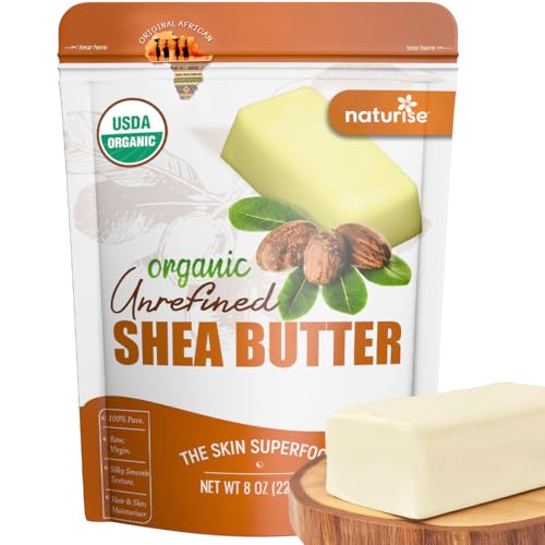 African Shea Butter Raw Organic, Pure Shea Butter Raw Organic for Skin and Hair, Shea African Butter Skin Moisturizer, Raw Shea Butter Without Artificial Fillers & GMOs, 8 oz