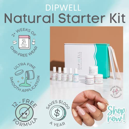 DipWell Acrylic Nail Kit - Clear Acrylic Powder, Liquid, Brush & Powder (Natural, Durable, No UV/LED, Made in USA)