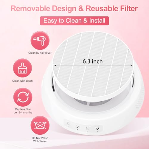 Professional Nail Dust Collector, Quiet Nail Vacuum Cleaner Machine with Reusable Filter, Powerful Suction Nail Tech Dust Fan for Acrylic Gel Nails Art Polishing, Manicure Pedicure Salon Home Use