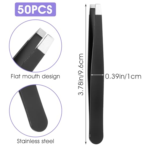 50 Pcs Eyebrow Tweezers Set Stainless Steel Slant Tip Tweezers Professional Precision Eyebrow Plucking Grooming Ingrown Growing Hair Remover for Women and Men Facial Hair