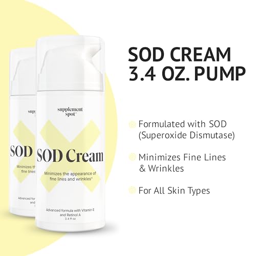 Superoxide Dismutase (SOD) Anti-Aging Cream - Face Moisturizer for Fine Lines & Wrinkles, Smooth & Firm Skin, Youthful Glow, Antioxidant-Rich Skincare, (3.4 oz 2 Pack)