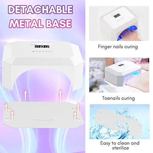 Makartt Rechargeable UV LED Light with Gel Top Coat Kit Bundle, Cordless Nail Lamp Aurora 36W Professional Nail Dryer, Soak Off UV LED Gel Nail Polish Top Coat