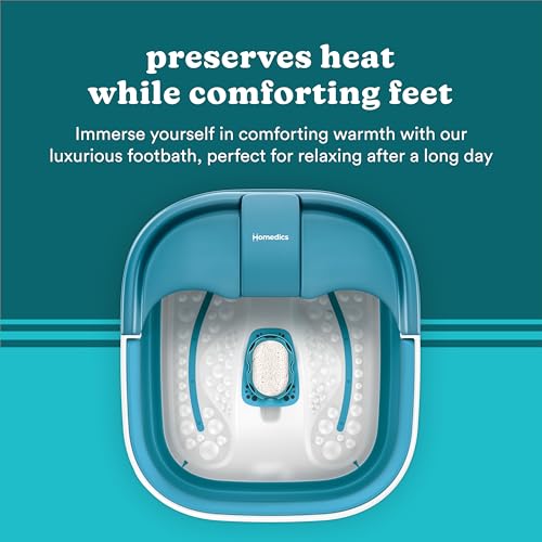 Homedics Smart Space Bubble Mate Collapsible Foot Spa, Heat-Maintaining, Bubble Massage with Pumice Stone and Splash Guard