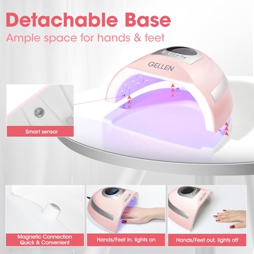 Gellen 268W UV Light for Nails - Professional Fast Curing Lamp with 4 Timers, 66 LED Beads - Dryer for Gel and Acrylic Nails