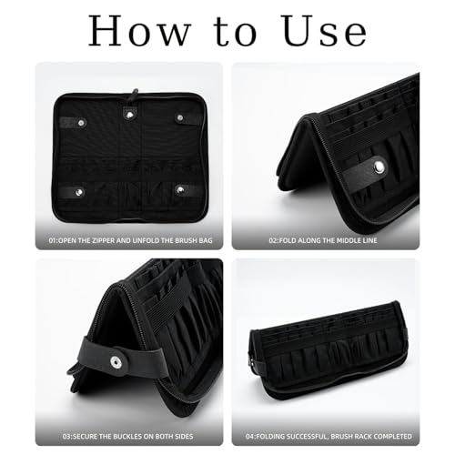Makeup Brush Holder Waterproof Portable Makeup Brush Organizer Travel Case Stand Up Cosmetic Brush Storage Bag Handheld Makeup Bag for Travel (1 Pcs)