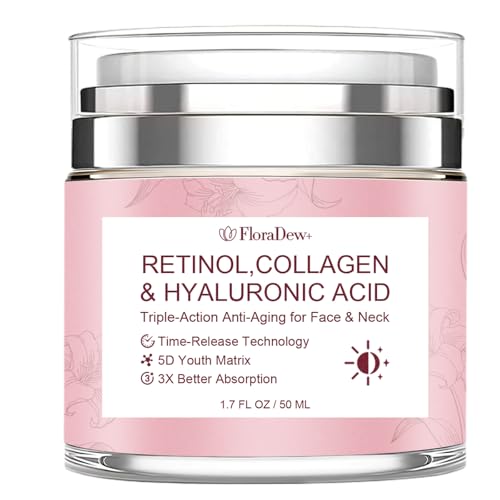 Retinol Collagen Hyaluronic Acid Anti-Aging Wrinkle Cream for Face & Neck Moisturizer Face Cream for Women 1.7 FL OZ
