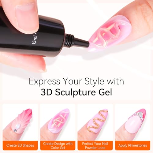 Makartt 15g 3D Nail Gel Sculpting Gel Nail Art Glue for Nail Art Designs DIY Nail Craving 3D Gel Bundle with Luminoza 10W Cordless UV/LED Lamp