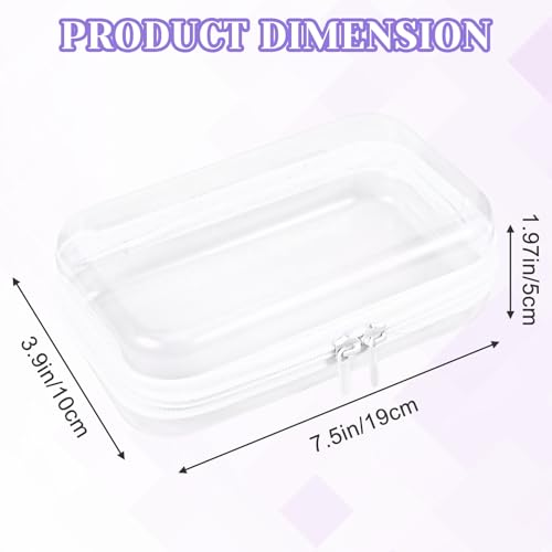 4 Pack Clear Hard Shell Zipper Case, 4¡¿7.5" Plastic Clear Storage Zipper Case, Transparent Waterproof Hard Pouches for Makeup Cosmetic Snacks Building Blocks Puzzles Doll Storage Cases, Multicolor,S