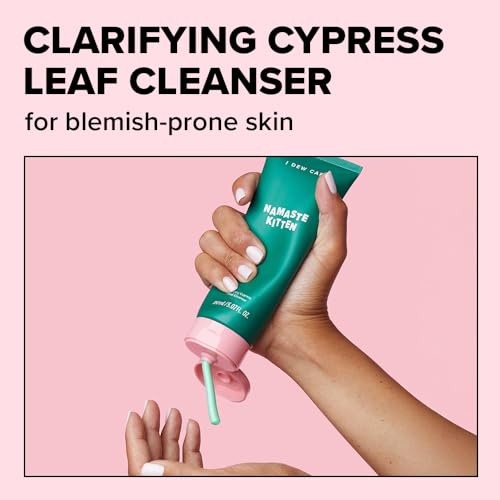 I DEW CARE Acne Facial Foam Cleanser - Namaste Kitten | Clarifying Heartleaf, Makeup Cleansing, Korean Skincare, Vegan, Cruelty-free, Paraben-free, Gentle Face Wash for Dry Skin