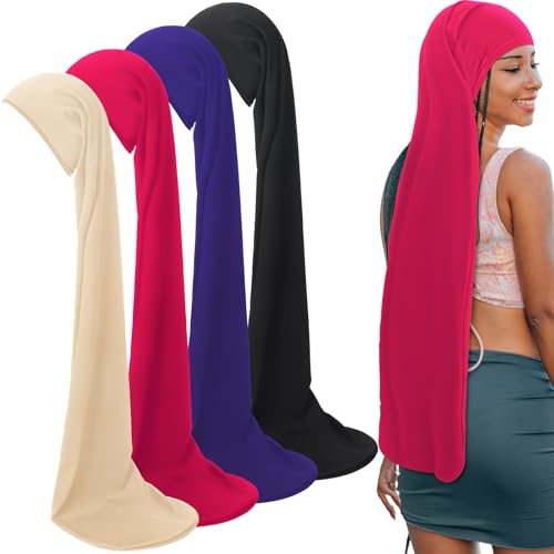 4 Pcs Jumbo Dreadlock Cap 37'' Hair Dreads Head Wrap Loc Wraps for Dreads Hair Accessories for Men Women Sleeping