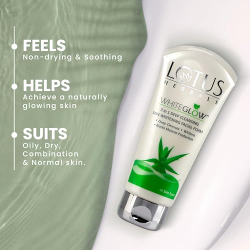 White-Glow Deep Cleansing Facial Foam Face Wash, 3 in 1 Formula, Dark Spot Control, For All Skin Types, 100g, Pack of 2