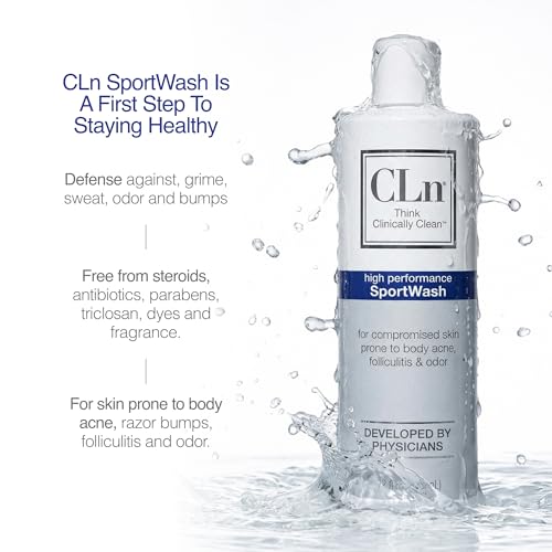 CLn¢ç SportWash ? High-Performance Sport Body Wash, For Men & Women Prone to Body Odor, Foot Odor, Ringworm, Folliculitis, & Back Acne, Fragrance-Free & Paraben-Free, 12 fl. oz.
