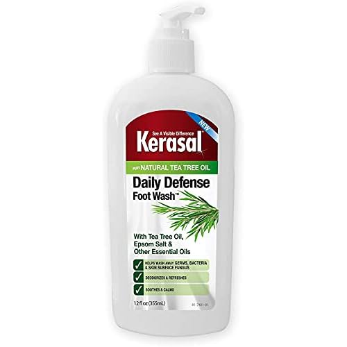 Kerasal Intensive Foot Repair Skin Healing Ointment for Cracked Heels and Dry Feet 1 oz, 2 Count & Daily Defense Foot Wash Daily Cleanser for Feet, 12 Ounce