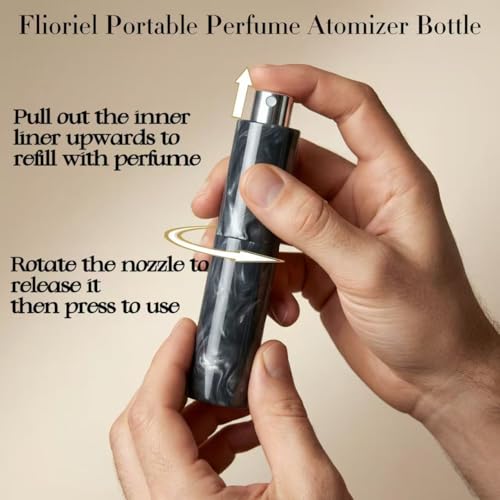 3Pcs Marble Travel Perfume Atomizer Refillable, 10ML Portable Cologne Travel Bottle, Refillable Cologne Sprayer Set with Syringe, Funnel & Greeting Card